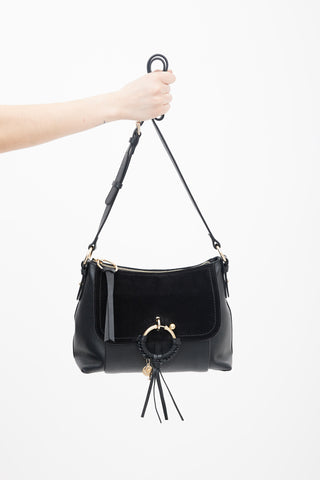 See by Chloé Black Leather & Suede Joan Shoulder Bag
