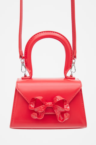 Self Portrait Red Leather Bow Envelope Micro Shoulder Bag