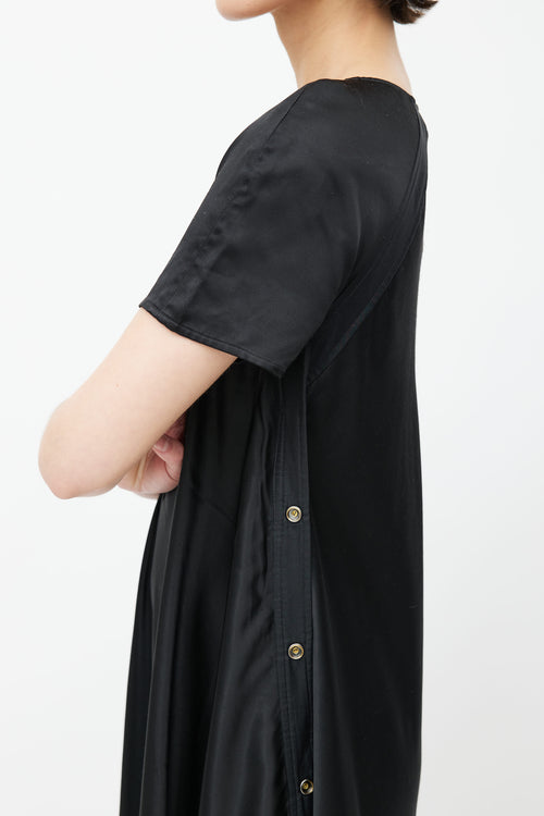 Sies Marjan Black Satin Snap Button Midi Dress
