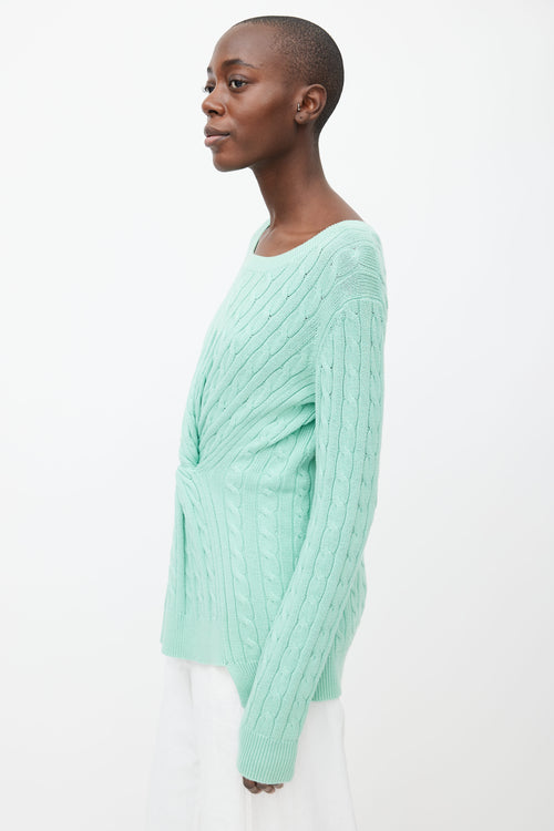 Sies Marjan Mint Green Cable Knit Front Knot  Sweater