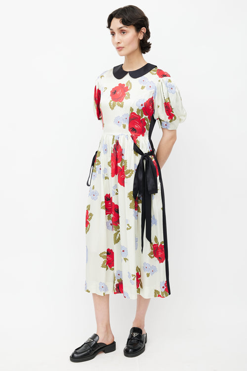Simone Rocha Green & Multi Silk Floral Belted Dress