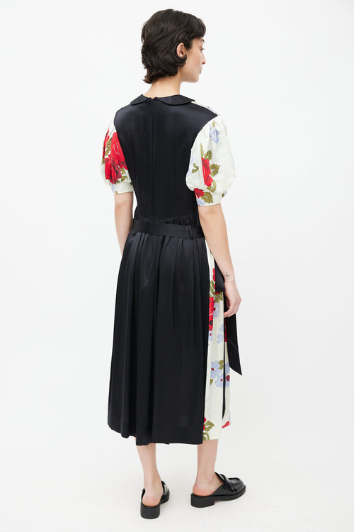 Simone Rocha Green & Multi Silk Floral Belted Dress