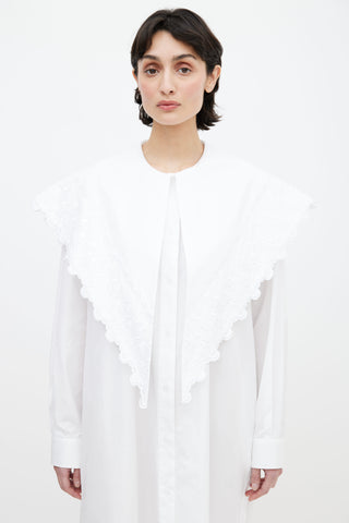 Simone Rocha White Oversized Collar Shirt Dress