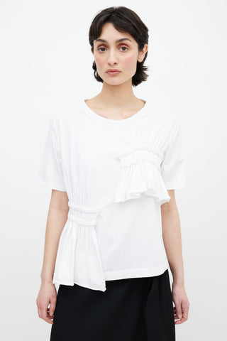 Simone Rocha White Cotton Ruffle Panel T-Shirt