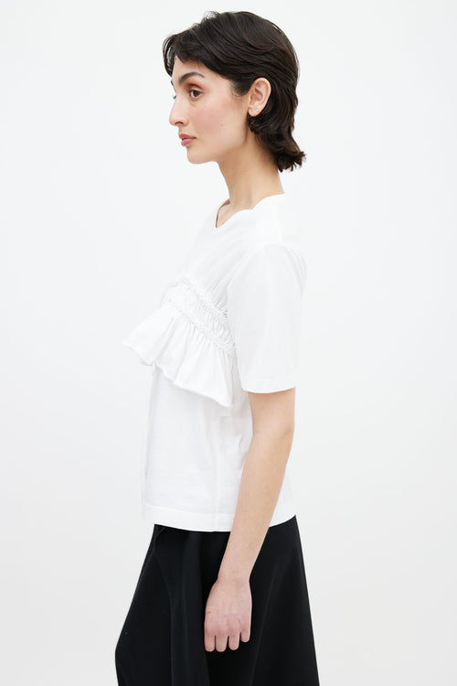 Simone Rocha White Cotton Ruffle Panel T-Shirt