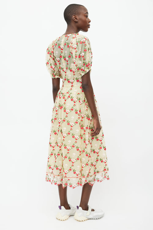 Simone Rocha Yellow & Multi Floral Tuille Dress