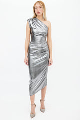 Smythe // Silver One Shoulder Ruched Dress – VSP Consignment