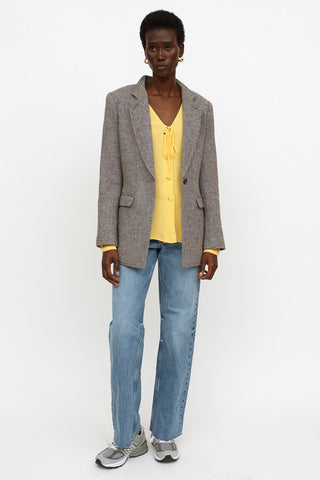 Smythe Grey & Multi-Colour Wool Button Blazer