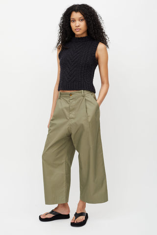 Sofie D'Hoore Olive Green Pleated Wide Leg Trouser