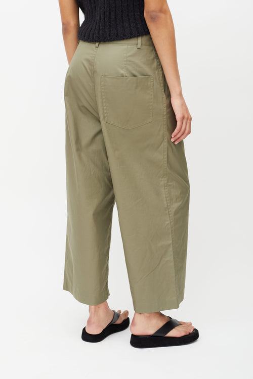 Sofie D'Hoore Olive Green Pleated Wide Leg Trouser