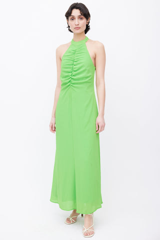 Staud Lime Green Halter Neck Maxi Dress