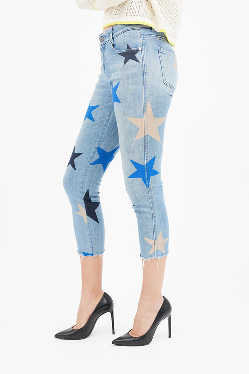Stella McCartney Blue Star Print Slim Leg Jeans