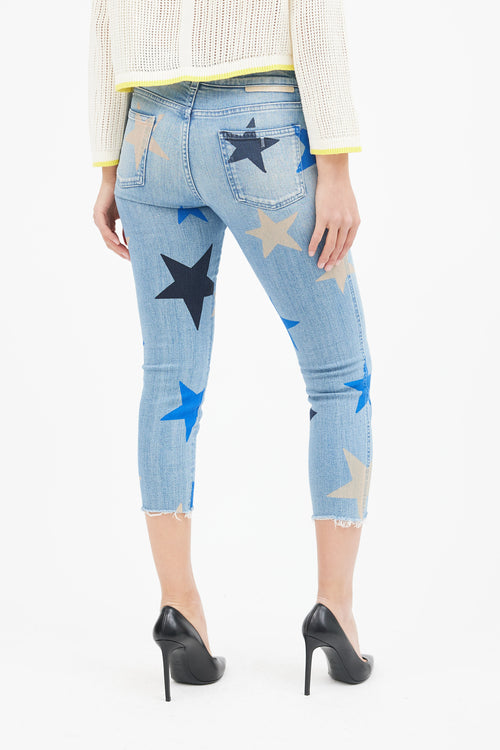 Stella McCartney Blue Star Print Slim Leg Jeans