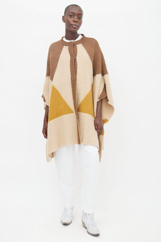 Stella McCartney Brown, Beige & Yellow Knit Cape Sweater