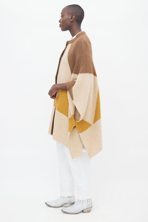 Stella McCartney Brown, Beige & Yellow Knit Cape Sweater