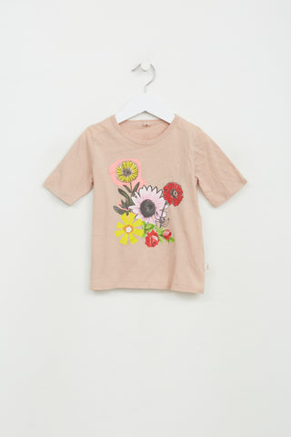 Stella McCartney Kids Pink Multi-Colour Floral Print T-shirt