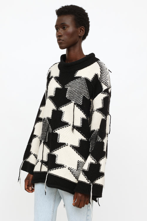 Stella McCartney Black & White Fringed Sweater
