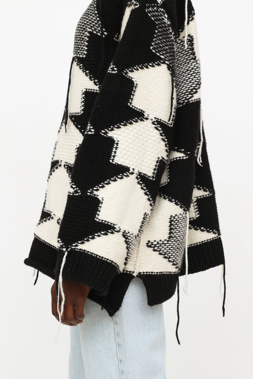 Stella McCartney Black & White Fringed Sweater