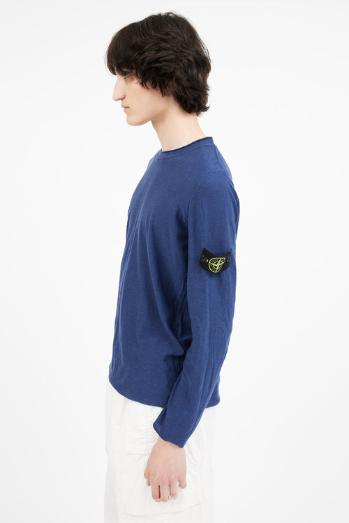 Stone Island Navy Cotton Logo Patch Sweater