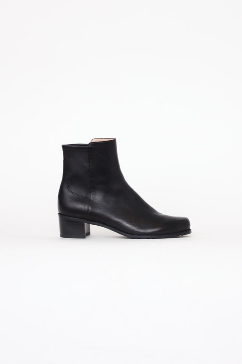 Stuart Weitzman Black Leather Ankle Boot