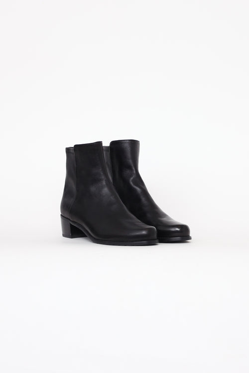 Stuart Weitzman Black Leather Ankle Boot