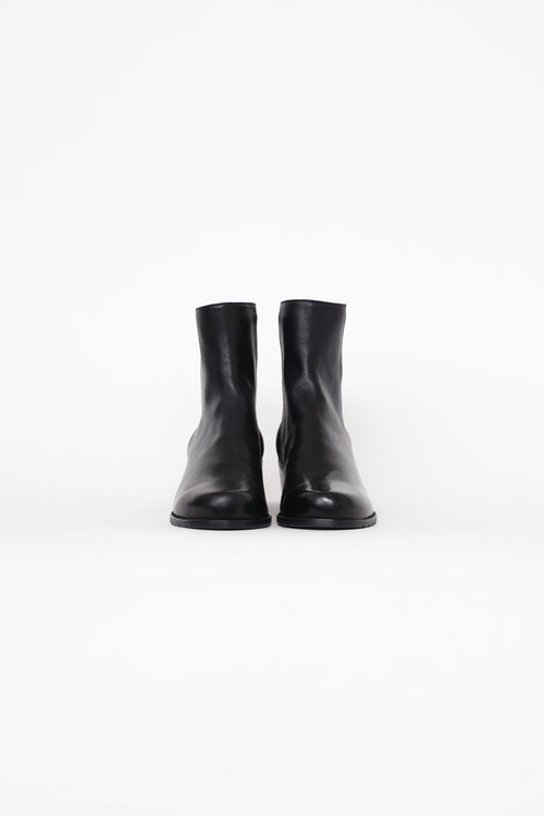 Stuart Weitzman Black Leather Ankle Boot