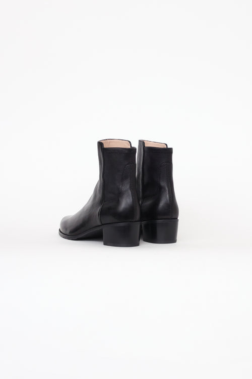 Stuart Weitzman Black Leather Ankle Boot