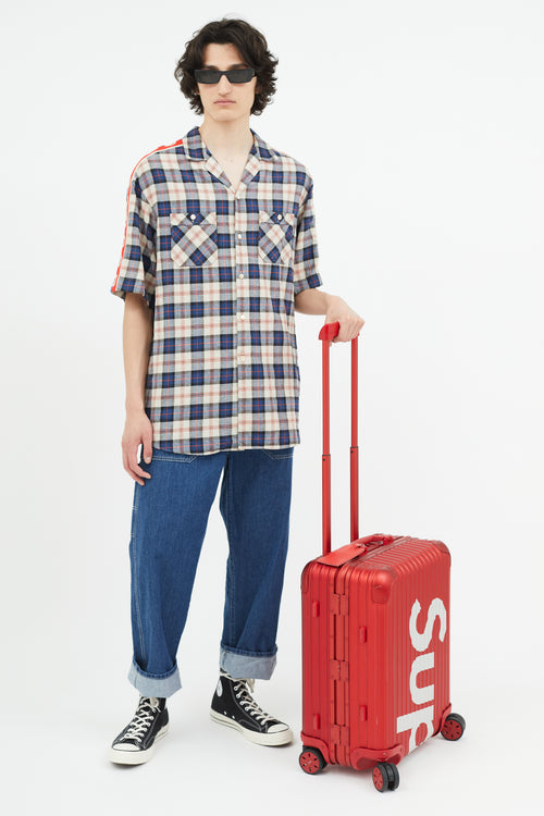 Rimowa x Supreme 45L Red & White Logo Hard Case Topas Luggage
