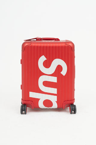 Rimowa x Supreme 45L Red & White Logo Hard Case Topas Luggage