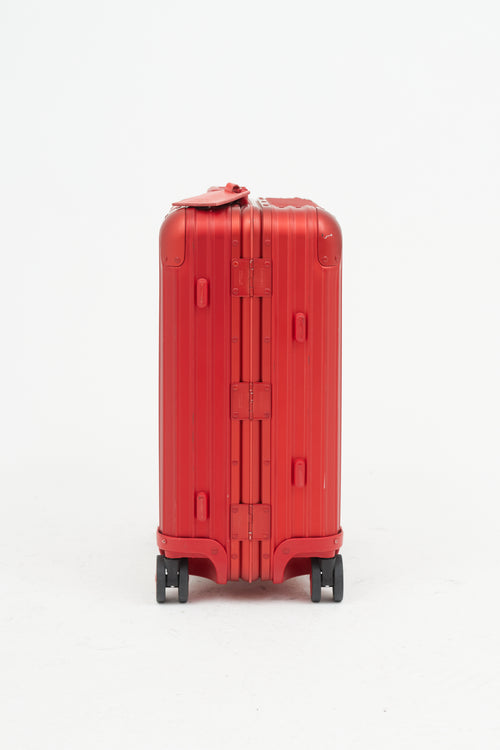 Rimowa x Supreme 45L Red & White Logo Hard Case Topas Luggage