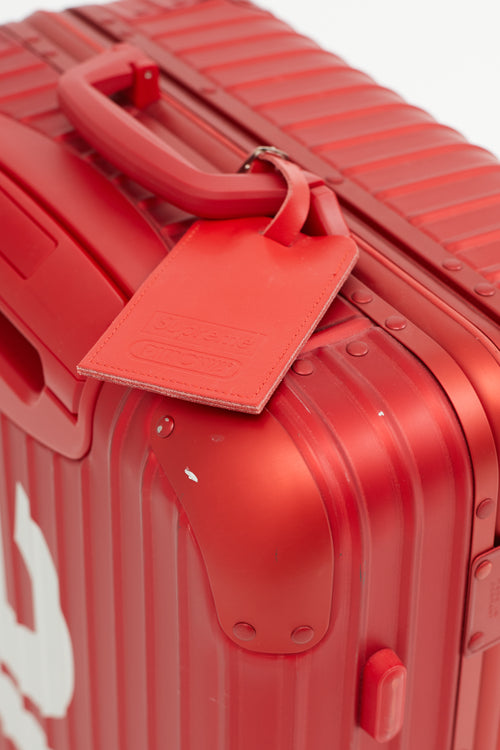 Rimowa x Supreme 45L Red & White Logo Hard Case Topas Luggage