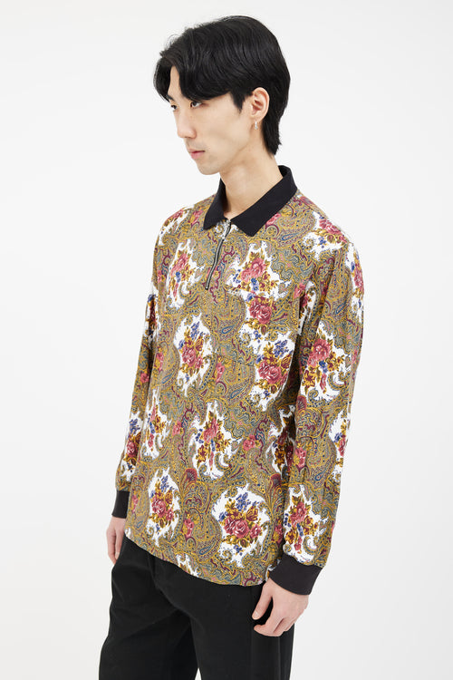 White Multicolor Paisley Printed Long Sleeve Top