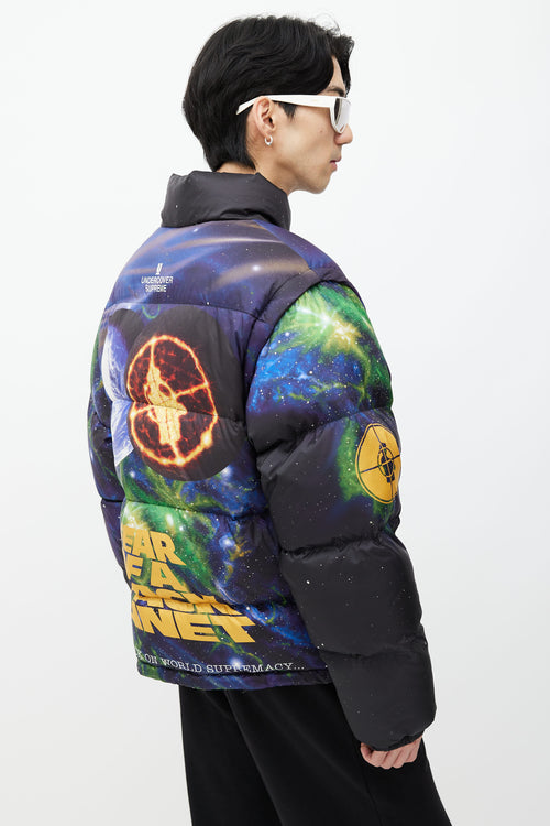 Supreme x Undercover x Public Enemy Black & Multi Print Puffer Jacket