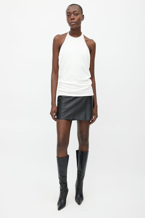 T by Alexander Wang White & Silver-Tone Halter Neck Top