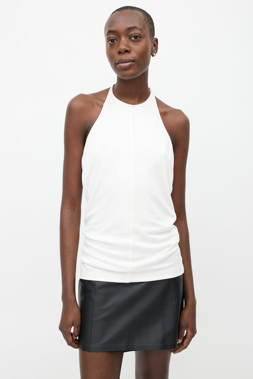 T by Alexander Wang White & Silver-Tone Halter Neck Top