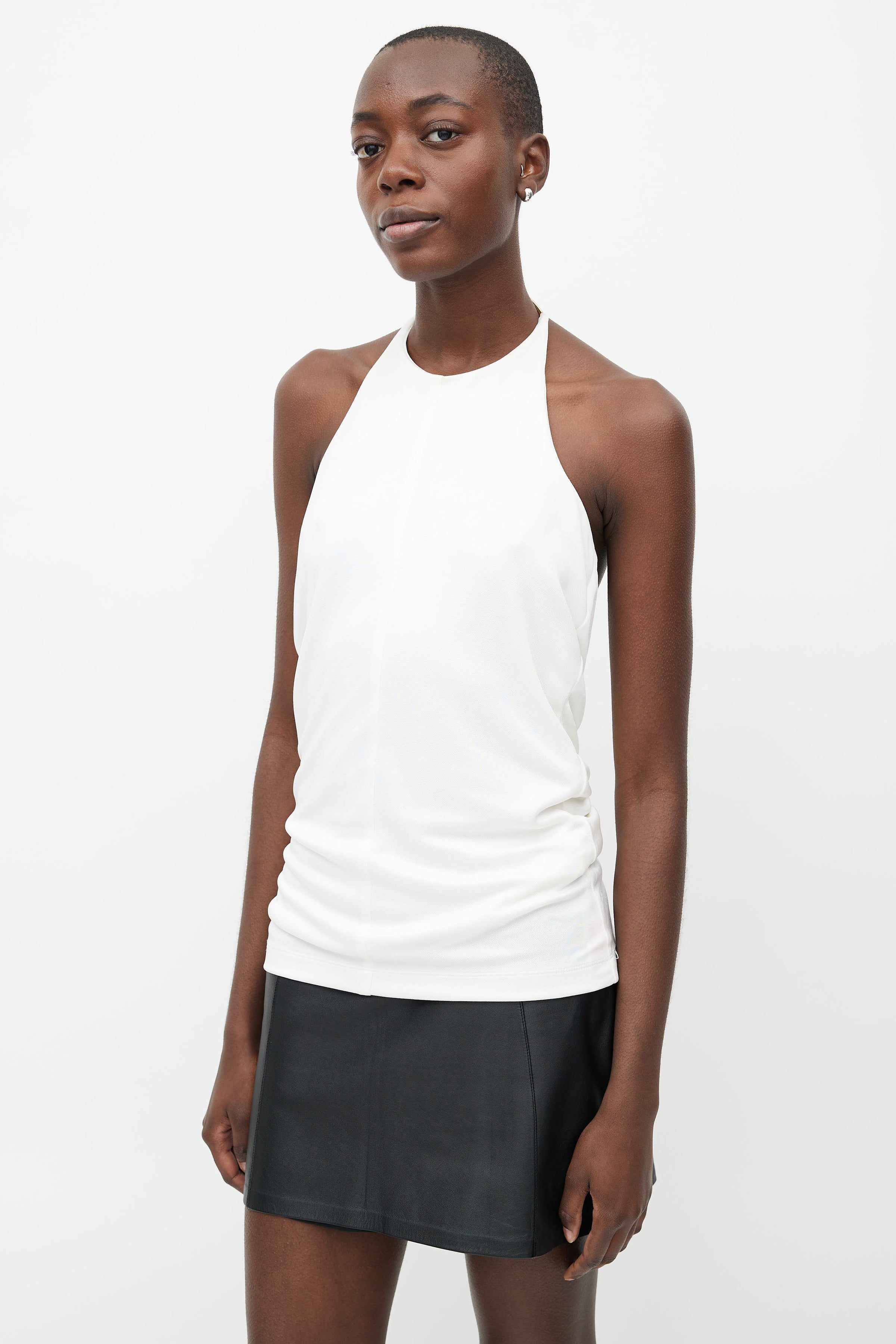 T by Alexander Wang // White & Silver-Tone Halter Neck Top – VSP