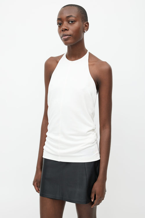 T by Alexander Wang White & Silver-Tone Halter Neck Top