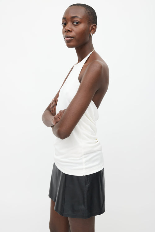 T by Alexander Wang White & Silver-Tone Halter Neck Top