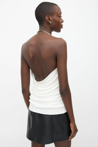 T by Alexander Wang White & Silver-Tone Halter Neck Top