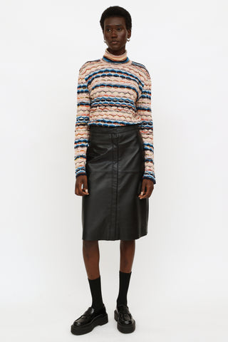 Walter Baker Black Button-Up Leather Skirt