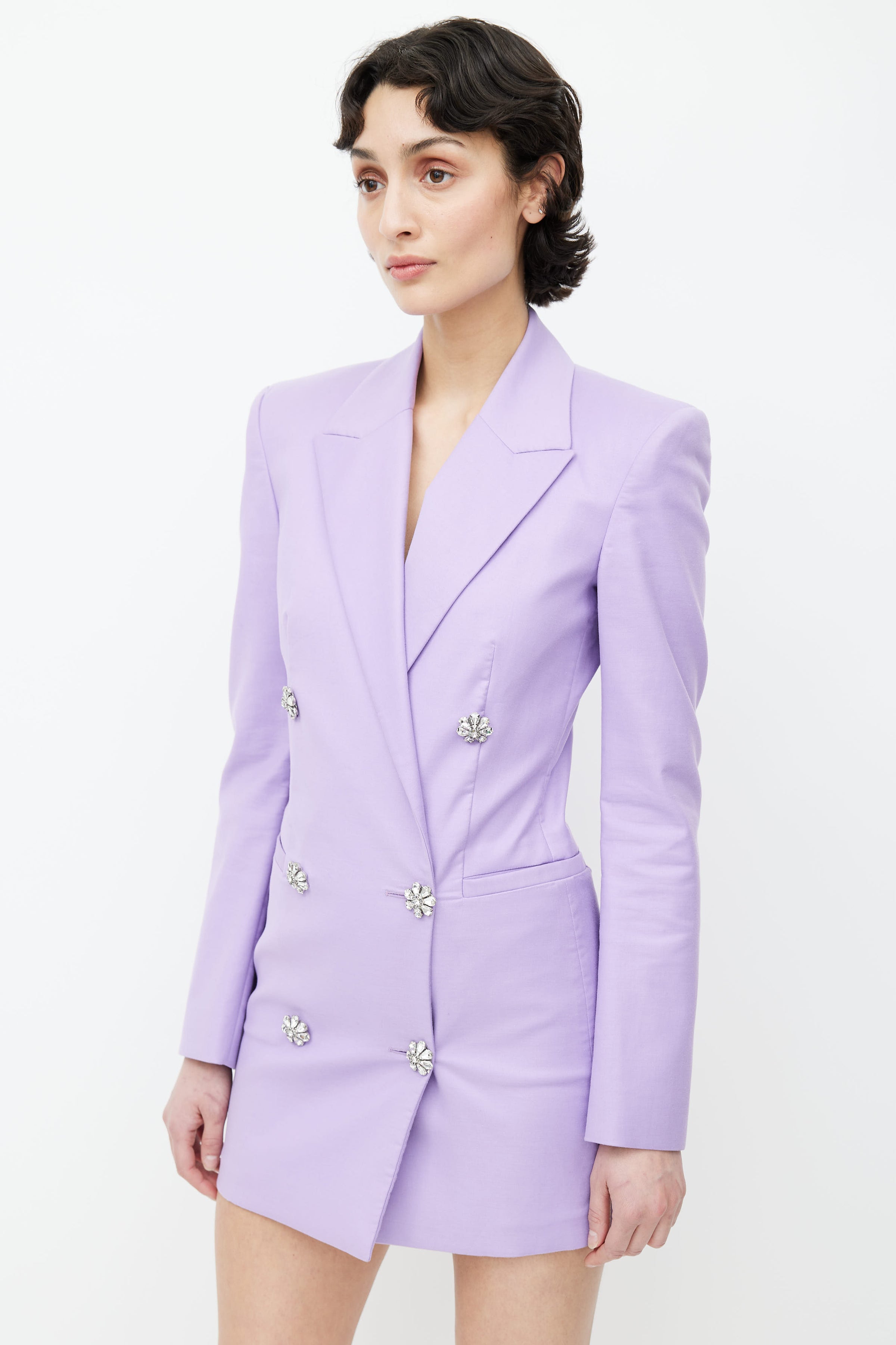 The Attico // Purple Rhinestone Button Blazer Dress – VSP Consignment
