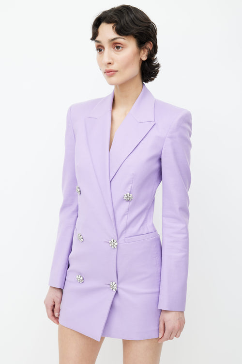 The Attico Purple Rhinestone Button Blazer Dress