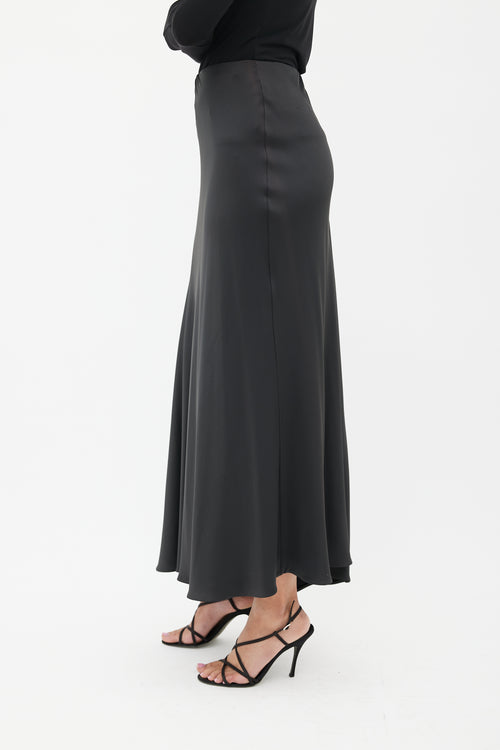 The Row Black Satin Maxi Skirt