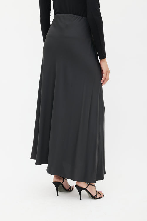 The Row Black Satin Maxi Skirt