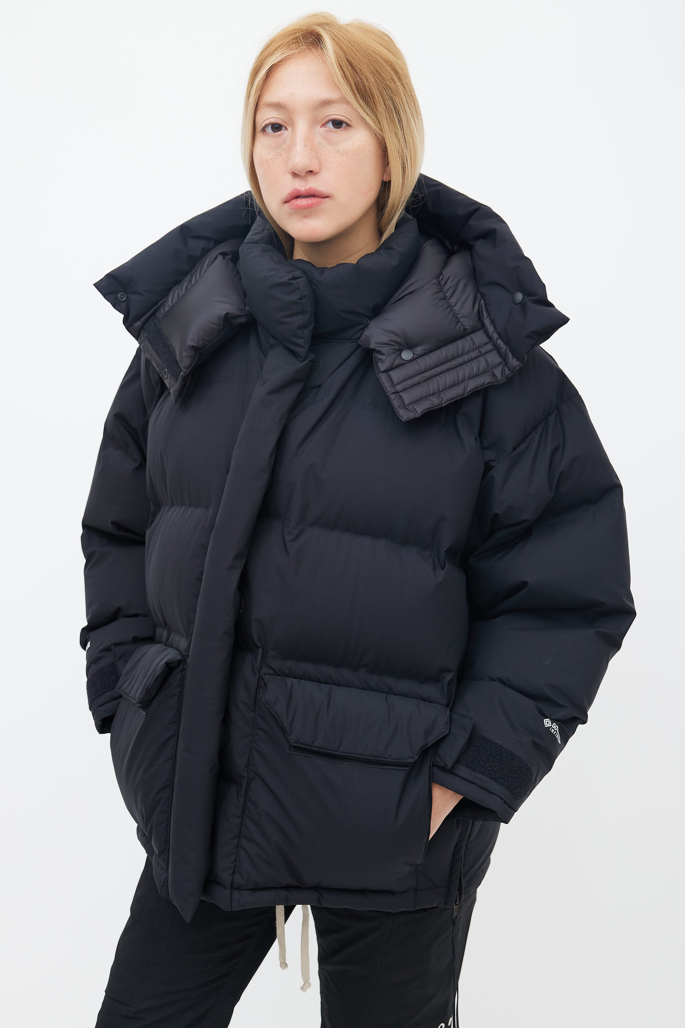 The North Face // x HYKE FW 2019 Black Hooded Puffer Jacket – VSP 