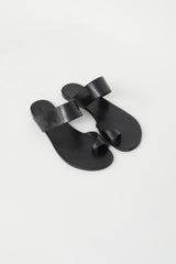 The Row Black Leather Infradito Flat Sandal VSP Consignment