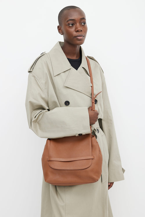 The Row Brown Leather Flap Shoulder Bag