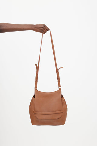 The Row Brown Leather Flap Shoulder Bag