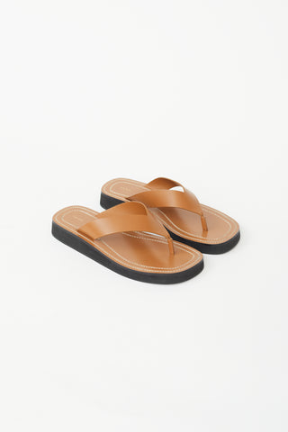 The Row Brown Leather Ginza Sandal