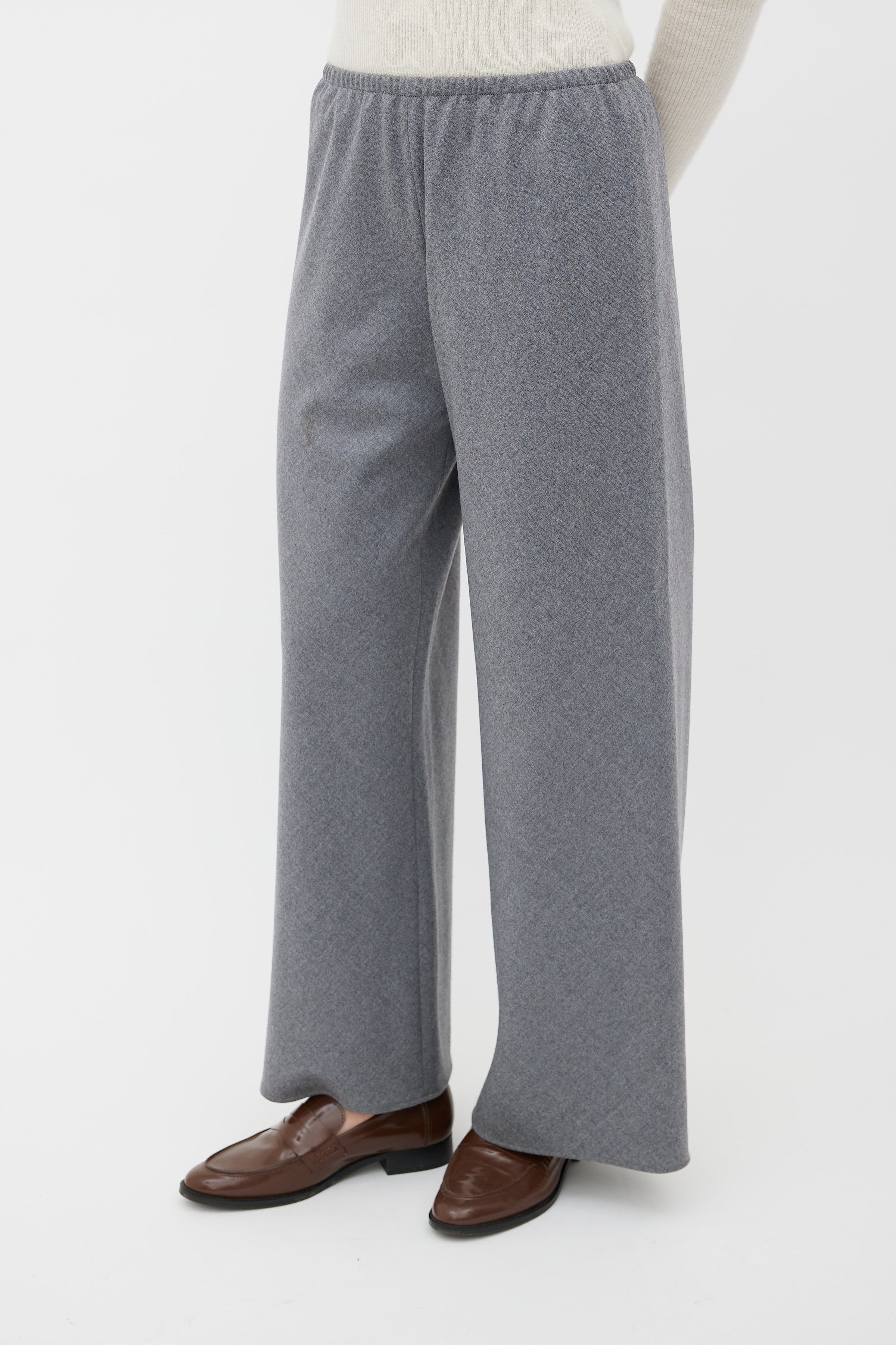 THE ROW Size 0 Grey Cotton Ramie High Waisted Dress Pants – Sui